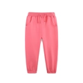 Girls pink knit cotton joggers with drawstring waist and ribbed ankle cuffs - 2Y(90cm) / Coral Pink (3210)