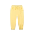 Children's light yellow cotton knit sweatpants with elastic drawstring waist and ribbed cuffs - 2Y(90cm) / Light Yellow (3208)