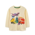 Boys long sleeve t-shirt in beige featuring colorful cartoon vehicle prints on front - 2Y(90cm) / Beige