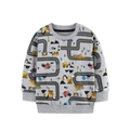 Grey long sleeve sweatshirt for boys with colorful construction vehicle pattern print - 2Y(90cm) / Grey Engineering Vehicle Print