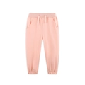 Pink cotton joggers for girls featuring an elastic drawstring waist and ribbed cuffs - 2Y(90cm) / Soft Pink (3209)