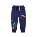 Dunkelblaue Jungen-Jogginghose aus Baumwolle mit Raketen-Stickerei und Kordelzug - 2Y(90cm) / Dunkelblau