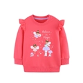 Pink girls' sweatshirt with fairy magic print and cute ruffled sleeves on the shoulders - 2Y(90cm) / Pink