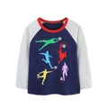 T-shirt manches longues raglan pour garçon bleu marine et gris avec motifs de football - 2Y(90cm) / Style Football Bleu Marine Gris (5501)
