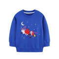 Dark blue girl's crewneck sweatshirt with Halloween embroidery of hedgehogs on brooms - Navy Blue (8307) / 2Y(90cm)