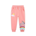 Rosa Mädchen-Jogginghose mit Einhorn-Regenbogen-Stickerei und weißem Kordelzug - Rosa (3193) / 2Y(90cm)