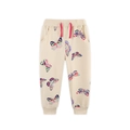 Crèmekleurige joggingbroek voor meisjes met kleurrijke vlinderprint en roze koord - 2Y(90cm) / Beige Vlinderprint (3199)
