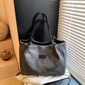 Sac fourre-tout en toile grise minimaliste avec poignées noires et design très spacieux - Noir