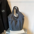 Grand sac cabas à carreaux noir et gris avec poche avant sur bagage pour voyage - Noir