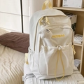 Sac à dos chic en nylon crème avec sangles jaunes et adorable breloque étoile - Blanc avec pendentif