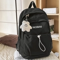 Sac à dos minimaliste en nylon plissé noir avec un pendentif étoile en peluche - Noir avec pendentif