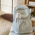 Sac à dos plissé en nylon vert menthe avec pendentif étoile blanche pour étudiant - Vert Clair Avec Charme