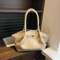 Borsa tote minimalista in pelle PU beige con design piegato e manici lunghi a tracolla - Cachi