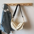 Chic off-white canvas hobo bag with a black adjustable strap for a relaxed casual look - Off-white Without Pendant