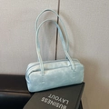 Sac à bandoulière bleu clair grande capacité avec design en forme de polochon en simili cuir - Bleu