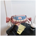 Sac bandoulière en forme de bonbon avec carreaux rouge-blanc et denim bleu à dentelle - Rouge