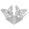 Laser-cut silver butterfly decorative cupcake wrappers for wedding and party favors - Mirror Silver