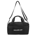 Black nylon sports crossbody bag with SHILAIEN-ART logo and detachable shoulder strap - Black