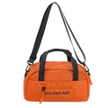 Orange nylon sports crossbody bowling bag with black handles and adjustable strap - Orange