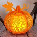 Hohle Kürbis-Papierlaterne mit Sonnenblumenmuster und warmem Licht für Halloween-Dekor - Sonnenblume Hohl Stil (Laterne-1)
