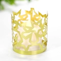 Primer plano de pantalla de lámpara de estrella dorada con luz de vela interior - Oro Reflectante Doble Cara