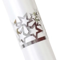 Lot de ronds de serviette étoile argentée ajourée avec tissu satiné blanc pour table - Argent Réfléchissant Double Face
