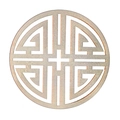Round hollow wooden coaster with traditional Chinese Longevity motif and laser-cut design - Round Hollow Longevity Pattern (木垫-1)