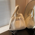 Beige hollow nylon mesh tote bag with large capacity for summer vacation leisure - Off-white