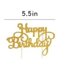 Topper per torta Happy Birthday glitter dorati da 5,5 pollici con supporti per compleanno - 14cm / Happy Birthday Oro Glitter