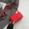 Red lychee grain leather crossbody bag with adjustable strap and 'CLEAR OK' embossing - Red (No Pendant)