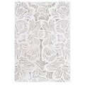 Laser cut white wedding invitation card with intricate hollow floral patterns and elegant finish - White