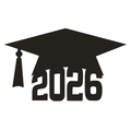 2026 Abschluss-Kuchendeko mit schwarzem Doktorhut-Silhouette auf weißem Hintergrund - 2026 Doktorhut Silhouette Stil (CP-57)