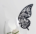 Laser-cut butterfly place card in black and white for wedding glass decoration - Double-Sided Reflective Silver / Silver