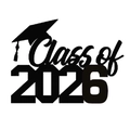 Detail von 2026 Abschluss-Cupcake-Topper mit schwarzem Doktorhut-Silhouette-Design - Abschlussklasse 2026 Doktorhut Stil (CP-58)