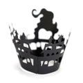 Dettaglio di silhouette di castelli neri tagliati al laser per cupcake di Halloween - 5*5*8CM / Nero