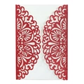 Red glitter laser cut wedding invitation suite with intricate floral lace design - Glitter Red
