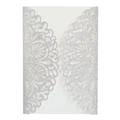 Elegante invito di nozze glitter argento tagliato a laser con motivo floreale traforato - Argento Scintillante
