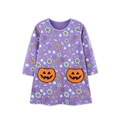 Abito Halloween viola a maniche lunghe per bambina con tasche a forma di zucca - 2Y(90cm) / Viola (1667)