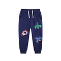 Dark blue boys' joggers featuring colorful rocket and astronaut embroidery patches - Deep Blue (3201) / 2Y(90cm)