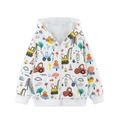 Boys' hooded jacket with excavator and construction vehicle prints in a casual spring style - 2Y(90cm) / Construction Vehicle Print (6013)