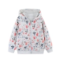 Girls zip-up hooded sweatshirt in light gray with colorful bunny and heart prints - 2Y(90cm) / Light Gray Print (6012)