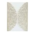 Elegante custodia per inviti in carta glitterata argento tagliata al laser a fiori - Oro Chiaro Glitter