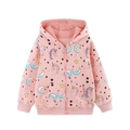 Giacca rosa con cappuccio per bambina con stampa a unicorno e zip intera - 2Y(90cm) / Rosa