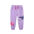 Lila Jogginghose für Mädchen mit Dinosaurier-Stickerei und rosa Kordelzug am Bund - Lila / 2Y(90cm)