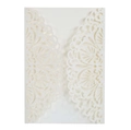 Elegante invito di nozze bianco tagliato al laser con texture di carta glitterata fine - Glitter Avorio