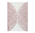 Pink glitter laser-cut wedding invitation cover with elegant mandala flower patterns - Glitter Pink