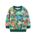 Deep green boys' sweatshirt with all-over tropical jungle animal print and ribbed cuffs - 2Y(90cm) / Tropical Jungle Print Style