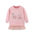 Robe sweat rose pour fille avec imprimé souris dessin animé et jupe en tulle doux - 2Y(90cm) / Rose(8328)