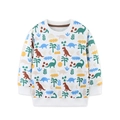 Sweat-shirt blanc à manches longues pour garçons avec imprimé dinosaure de dessin animé - Imprimé Dinosaure (A8355) / 2Y(90cm)