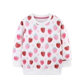 Felpa bianca da bambina con stampa di fragole e polsini a coste per l'autunno - 2Y(90cm) / Bianco (A8354)